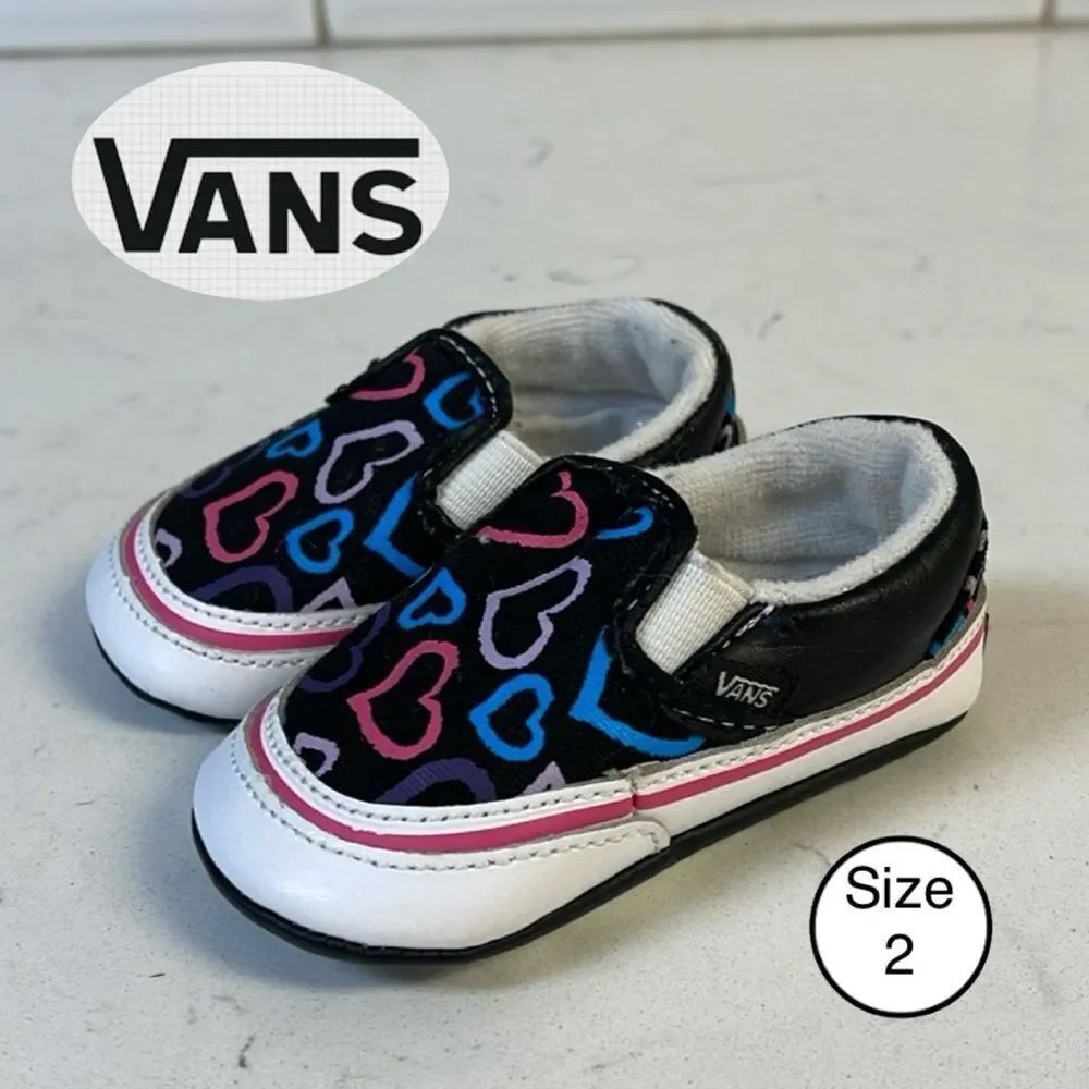 Vans Infant Slip On Crib Shoes Size 2 Infants - Heart Print